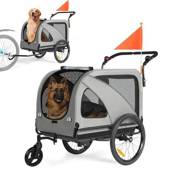 Kæledyr Cykeltrailer, Konvertibel Barnevogn, Vandtæt Design,Grå