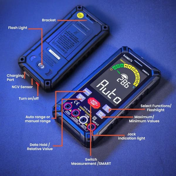 Digital multimeter, smartläge, stor LCD-skärm,KM601S