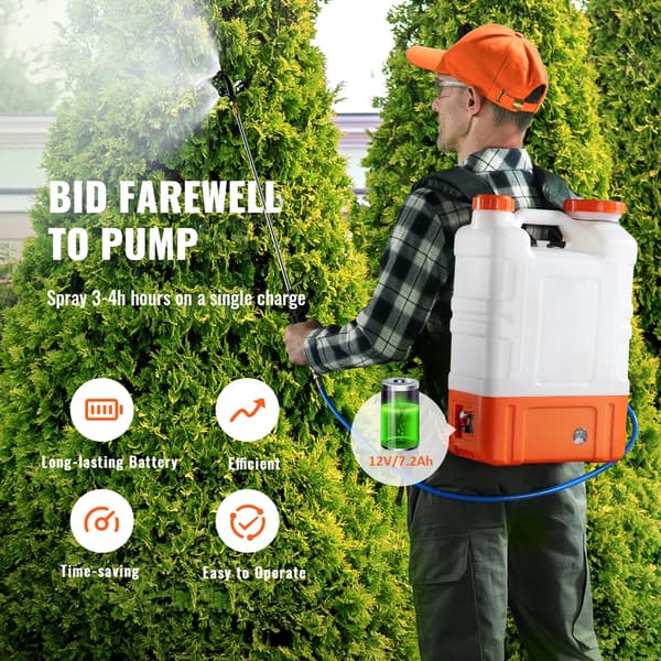 Rygsprøjte, batteridrevet, justerbart tryk,4 Gallon