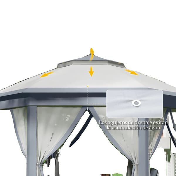 Paviljong, Fällbar Design, Myggskydd,Ljusgrå, XL