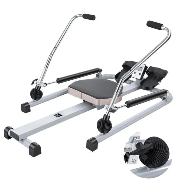 Hydraulisk Rower, Justerbar Modstand, LCD Skærm,Sort
