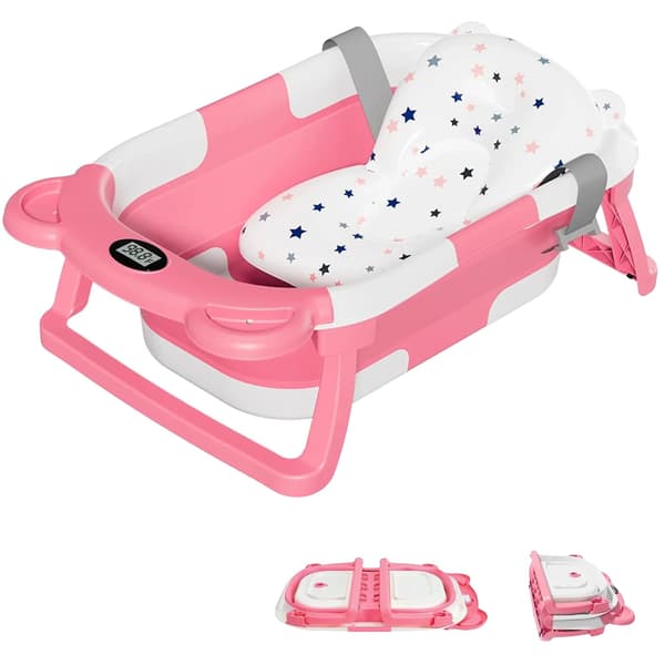 Babytub, Realtids temperatur sensor, Sammanfallande design,Rosa