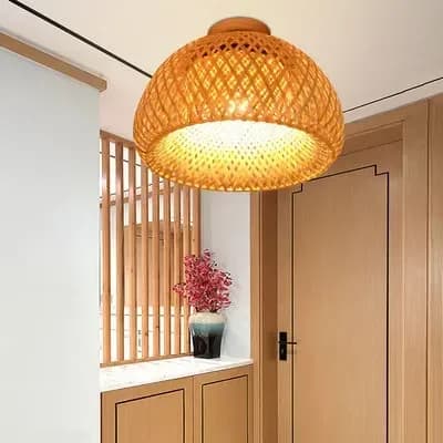 Loftlys, Bambusmateriale, Håndlavet Design,INGEN PÆRE, Dia 38cm