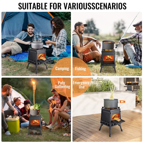 Campingkomfur, Bærbart Design, Højtemperaturmodstand,sort