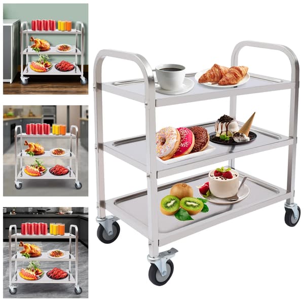 Serveringsvagn, Rostfritt Stål, Mobil Design,Silver