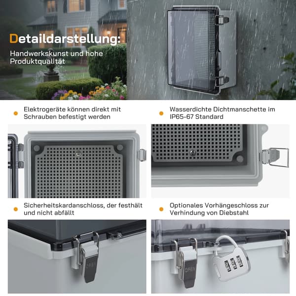 Kopplingsbox, IP65 Vattentät, Transparent Lock,A