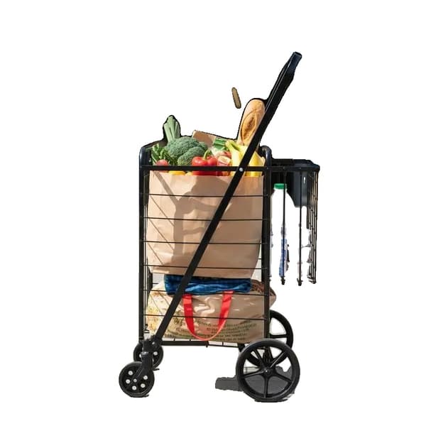 Shoppingvagn, Fällbar Design, Hög Lastkapacitet, svart