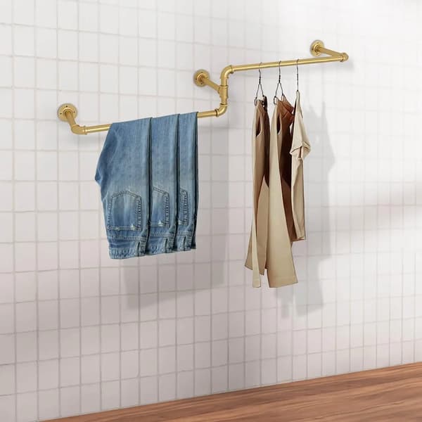 Klädstång, Väggmonterad, Robust Metalldesign,Guld