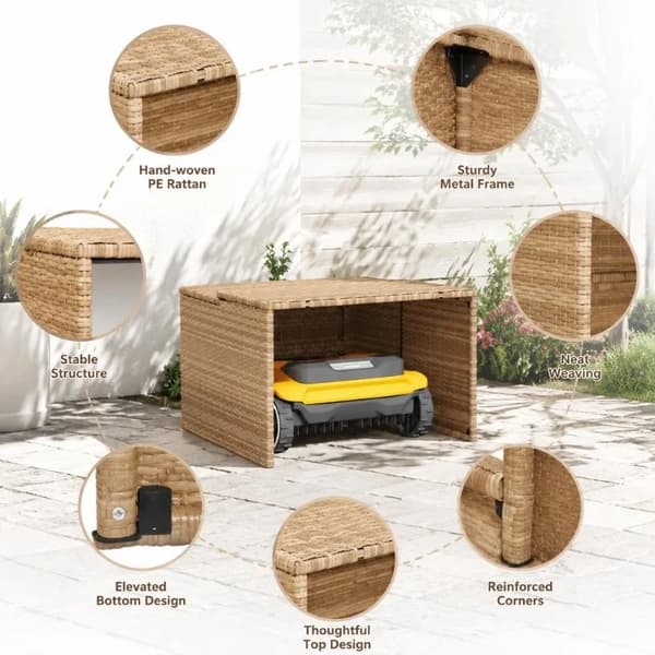 Udendørs Opbevaringshus, Stilfuldt Design, Nem Samling,Beige