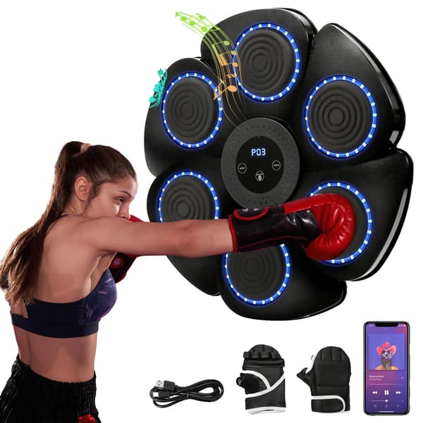 Smart Boksetræner, Bluetooth-forbindelse, Immersiv Musik,Sort