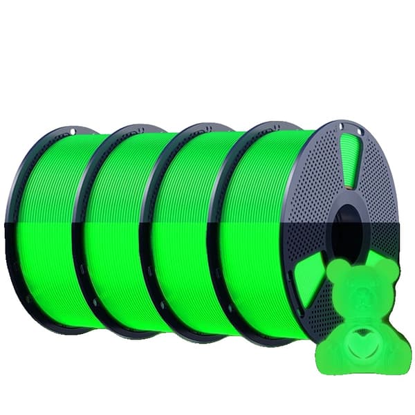 3D-printer filament, PETG-material, lyser i mørket,lysende grøn