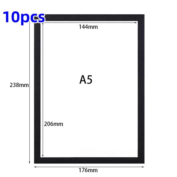 Magnetisk Plakatdisplayramme, Selvklæbende, Genanvendelig,A5-10stk