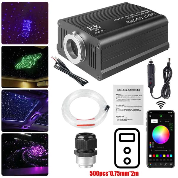 Fiber Optisk Stjerne Loftlys, Bluetooth Kontrol, Musik Synkroniseringsfunktion,SingleH-500stk-2m