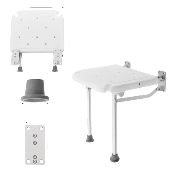 Duschstol, Väggmonterad, Fällbar Design,VIT