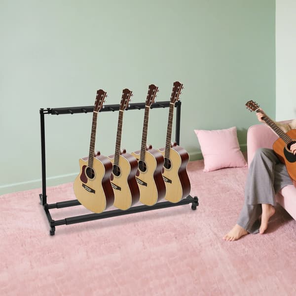 Guitar Stativ, Holder 9 Instrumenter, Robust Jernkonstruktion,sort