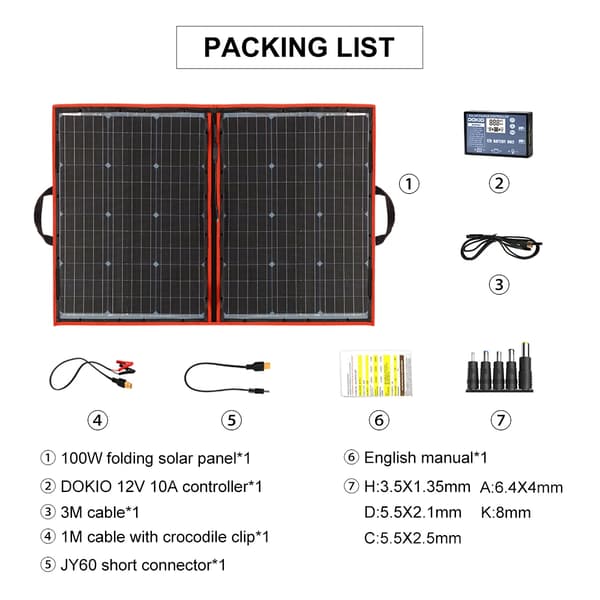 Solpanel, Bärbar, Fällbar,100w