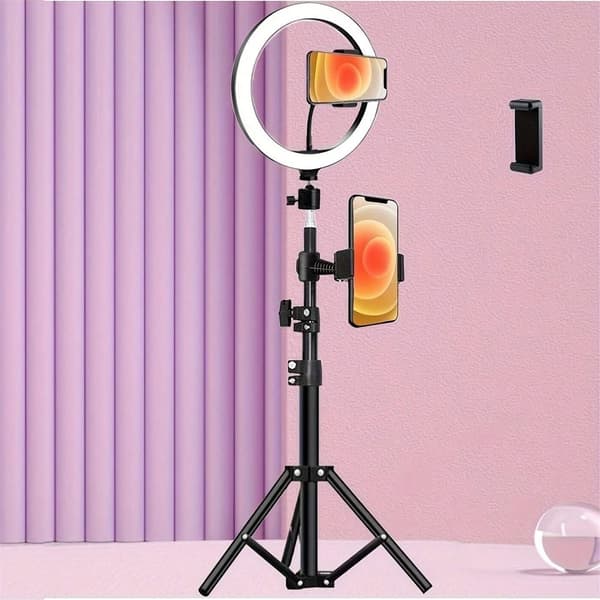LED Ring Light, 10 tum diameter, justerbart stativ, dimbar ljusstyrka, USB-strömkälla, CE-certifierad