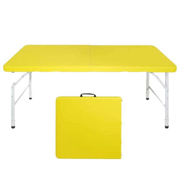 Foldbart Bord, Justerbar Højde, Robust Design,Gul
