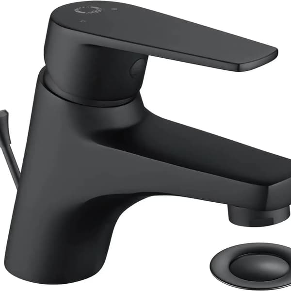 Basinarmatur, Solid Messing, Vandbesparende Teknologi,Matte sort, G3/8, Rustfrit stål