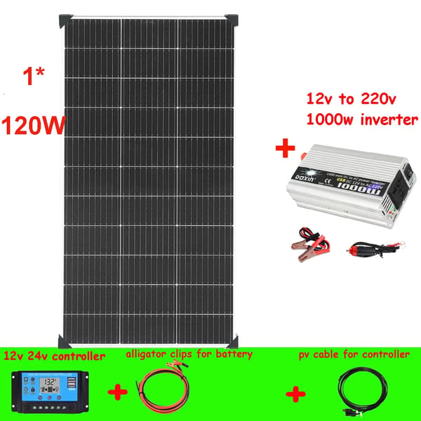 Solpanel System, Kompatibel med Off-Grid Applikationer, Flere Strøm Muligheder,12V-220V 120W system