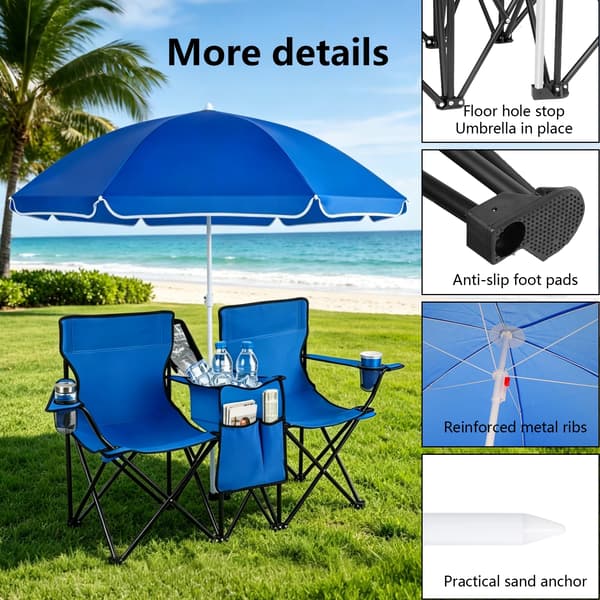 Campingstol, Bärbar Design, Solskyddsmarkis,Blå(pe)