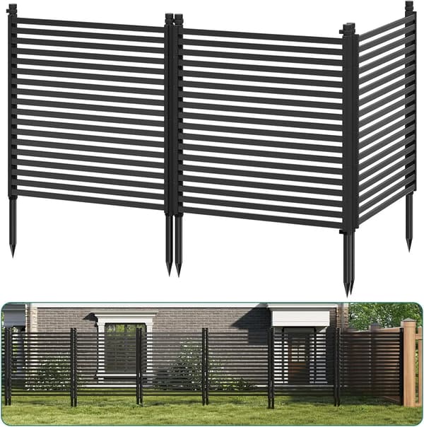 Integritetsstängselpaneler, Lätt installation, Väderbeständig,svart