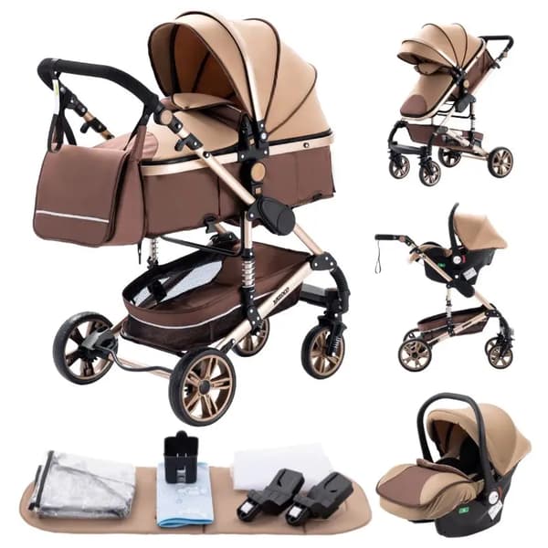 Barnvagn, Lättviktsdesign, Mångsidig Konfiguration,T739 khaki