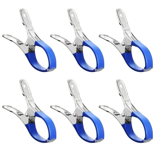 Poolöverdrag Clips, Rostfritt Stål, Pålitligt Grepp,6PCS Blå
