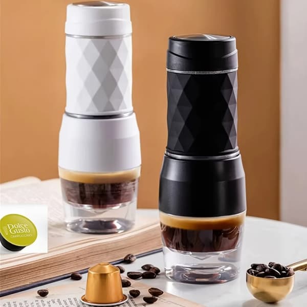 Espresso Kaffemaskine, Bærbart Design, Manuel Betjening,sort
