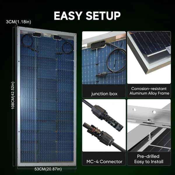 Solpanel, Hög Effektivitet, Mångsidig Installation,1PCS   120W