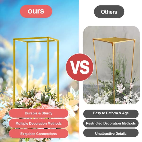 Blomsterställ, Set om 10, Modern Rektangulär Design,Guld