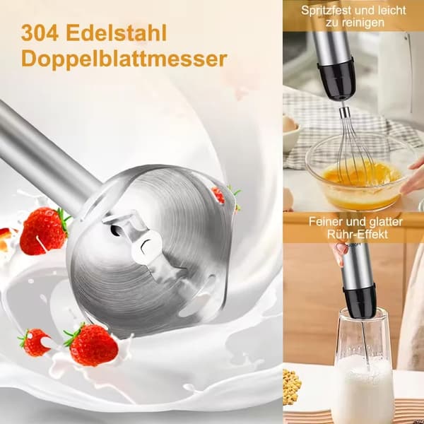 Immersion Håndblender, Rustfrit Stål Design, Stille Drift,sort