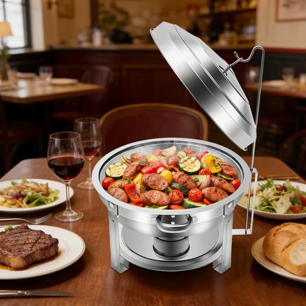 Chafing Dish, Rustfrit Stål, Rund Design,Sølv