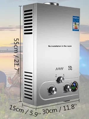 Varmvattenberedare, LPG-gas typ, effektiv design,12L