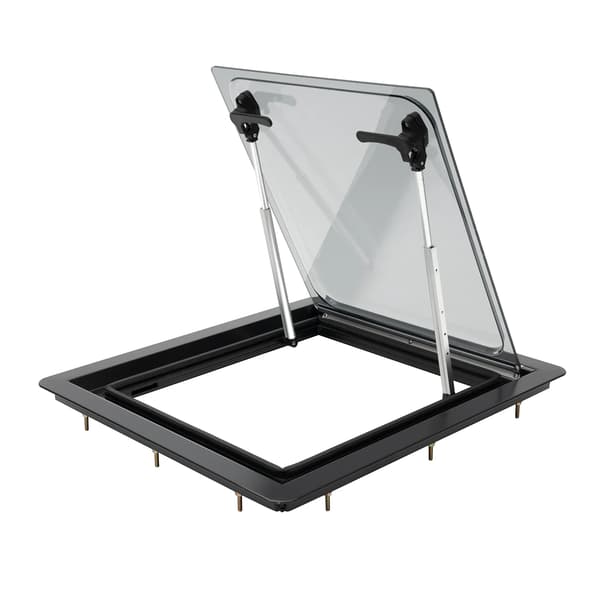Ventilationsvindue, vinkeljusterbart, integreret solskærm,Sort