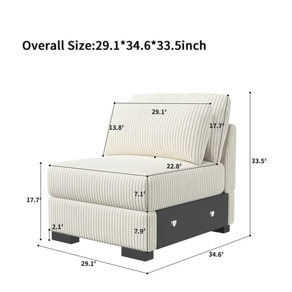 Modulsoffa, Multifunktionell Design, Högkvalitativt Tyg,Beige -- En-sits soffa