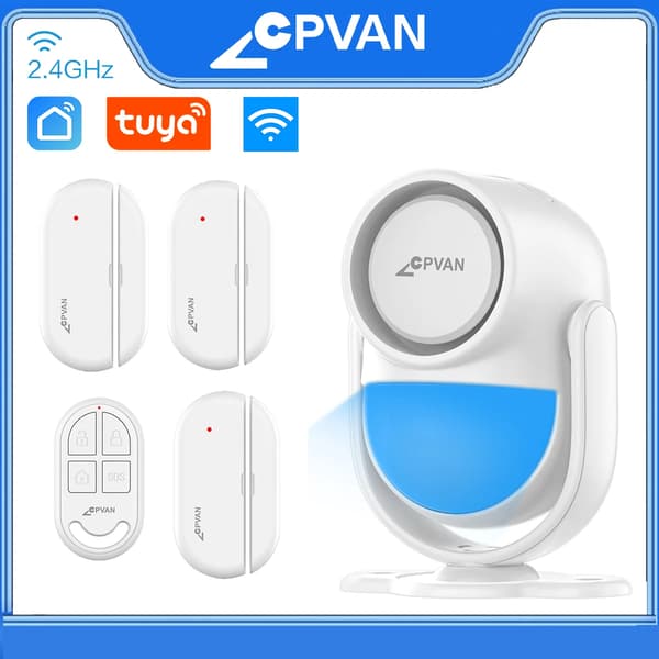 Rörelsedetektor Alarm, Högkänslig Sensor, 120dB Ljud,Kit D Vit