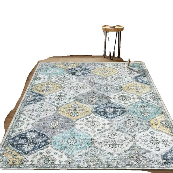Mattor, Fläckresistenta, Halkfri Design,blå gul, 160x230cm
