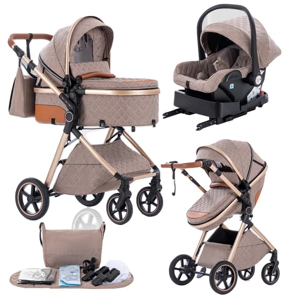 Barnvagn, Multifunktionell, Lätt och Fällbar,V82KHAKI-ISOFIX BAS