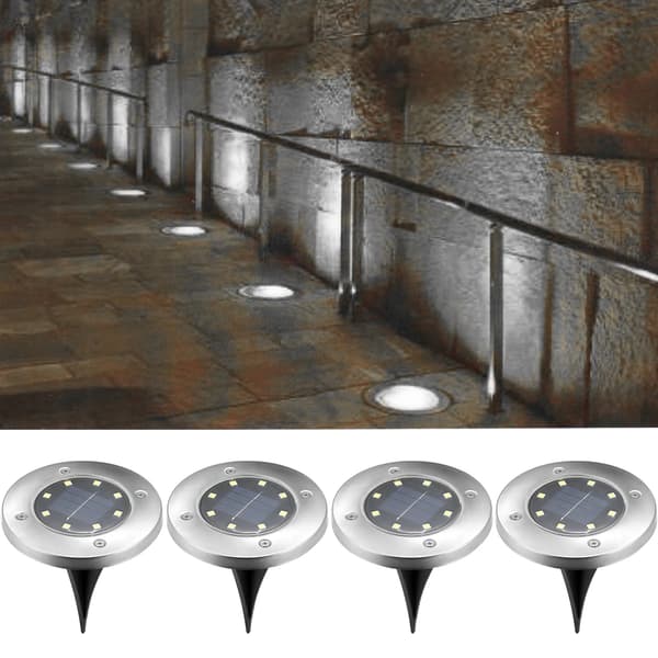 LED Solarlamper, Rustfrit Stål, Automatisk Skumringssensor,kølig hvid
