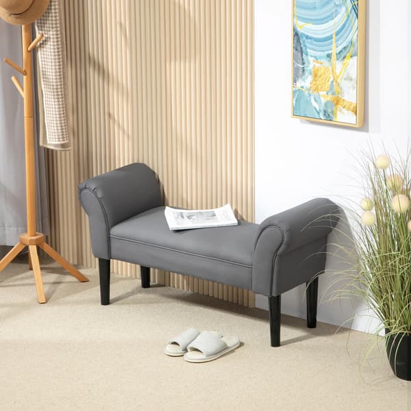 Bänk, Vadderad Sittplats, Modern Stil, MÖRKGRÅ