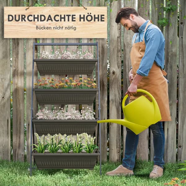 Planteholder, Multi-Niveau Design, Pladsbesparende Indendørs Udendørs Stativ,Sort