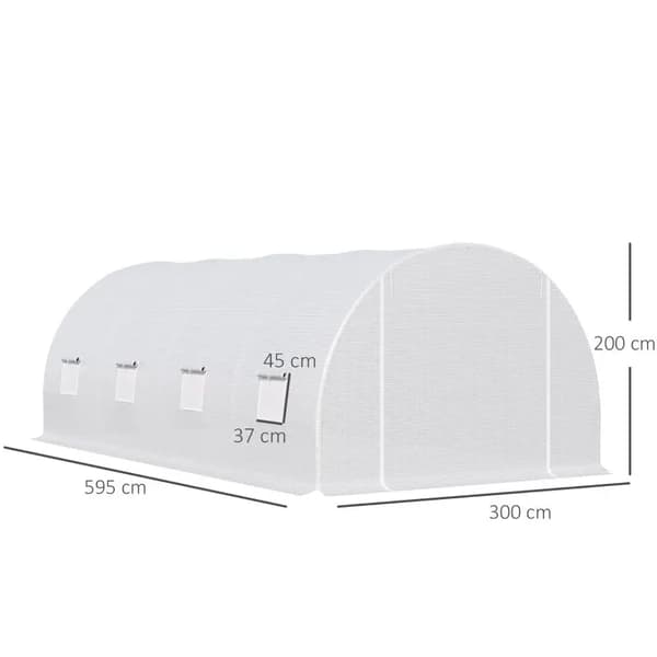 Växthus, Hållbart Täckmaterial, Lätt Åtkomst,6x3x2M, Vit