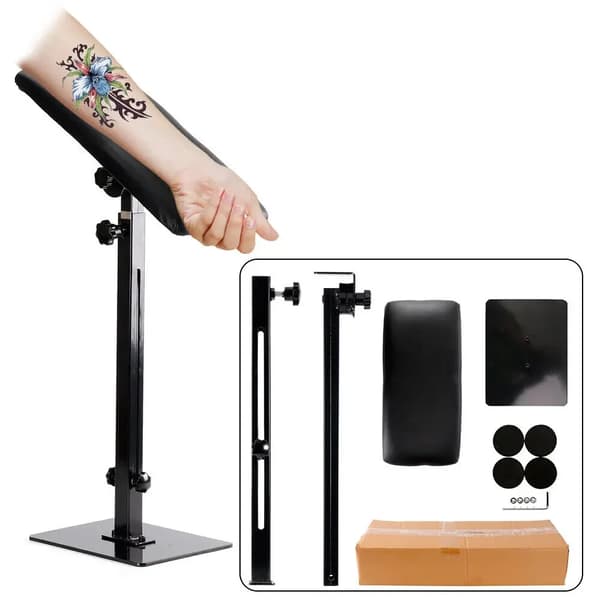 Tattoo Armstøtte, Justerbar Højde, Holdbart Design,sort