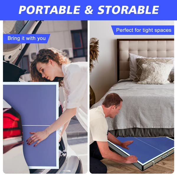 Ping Pong Bord, Foldbart Design, Inkluderer Paddles og Bolde,Blå