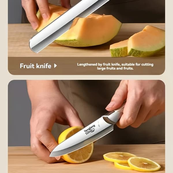 Kniv Sæt, 7-Delt Samling, Ergonomisk Design,Lys Gul