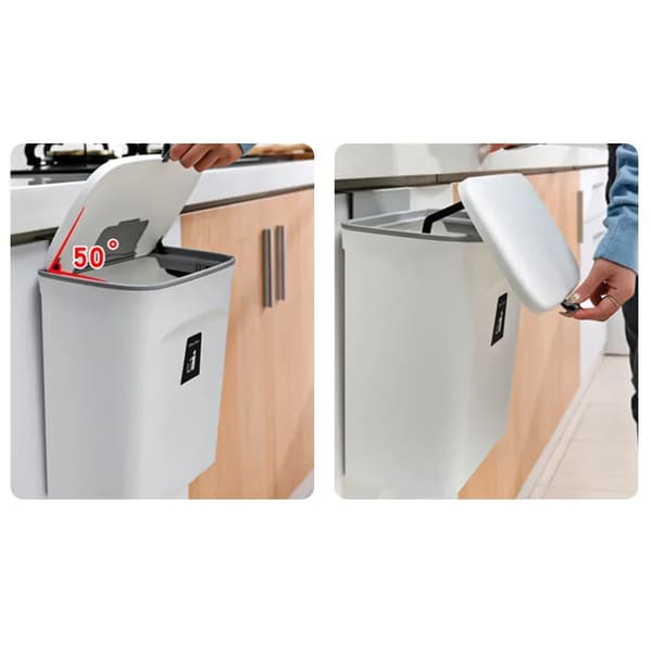 Väggmonterad Soptunna, Glidande Lock, Platsbesparande Design,VIT, 9L