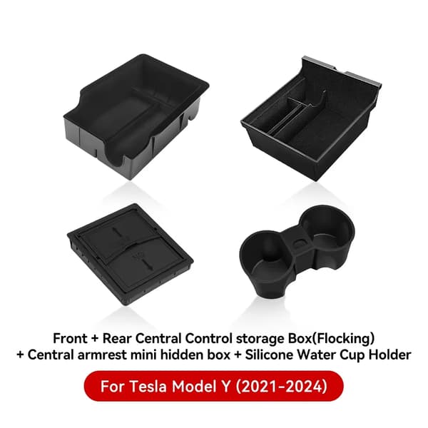 Opbevaringsboks, Centerkonsol Organizer, Multi-Model Kompatibilitet,2021-2024 MY 4Pcs