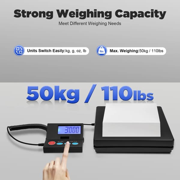 Digital vægt, 50 kg kapacitet, LCD-display,sort