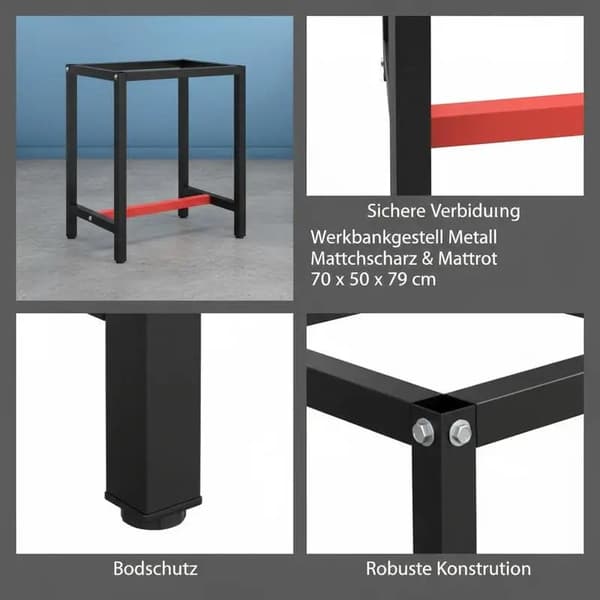 Arbejdsbordramme, Metal Konstruktion, Alsidig Brug,Sort